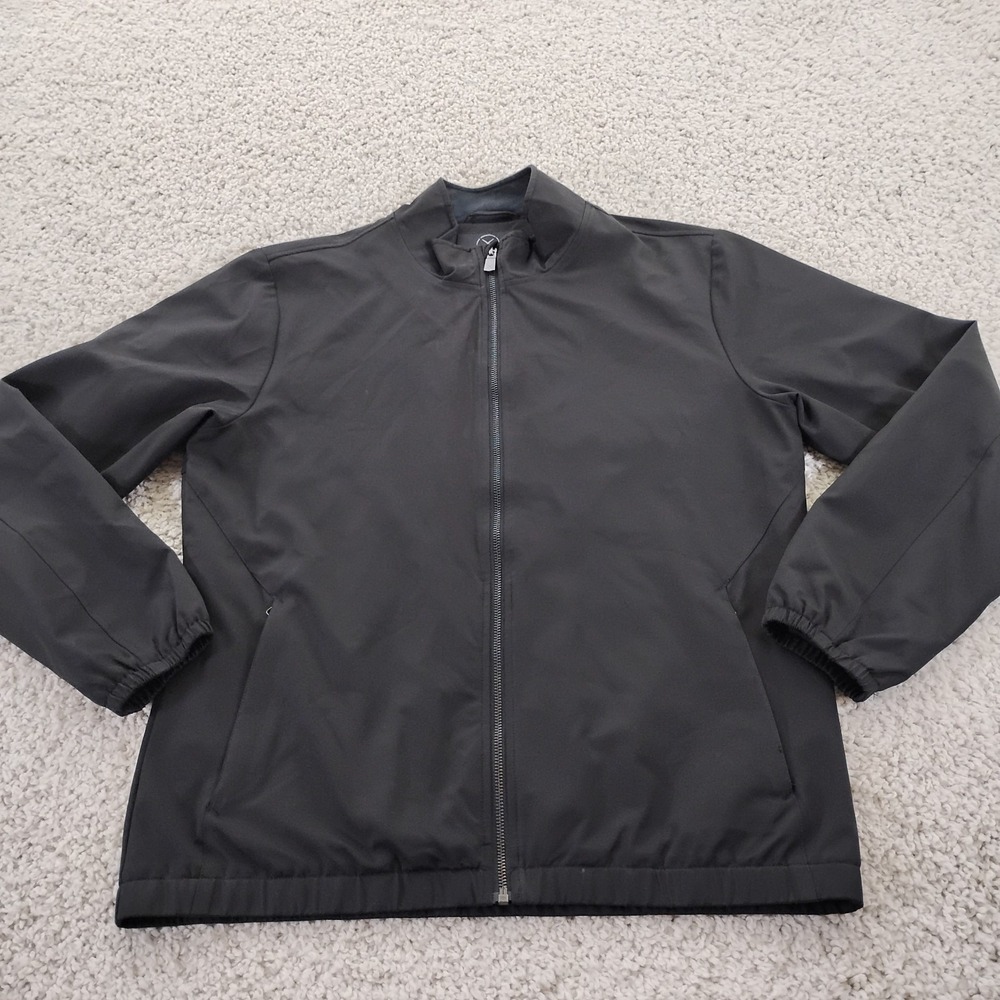 Cuts Clothing Jacket Mens Large Black Full Zip Windbreaker Performance Coat Slim